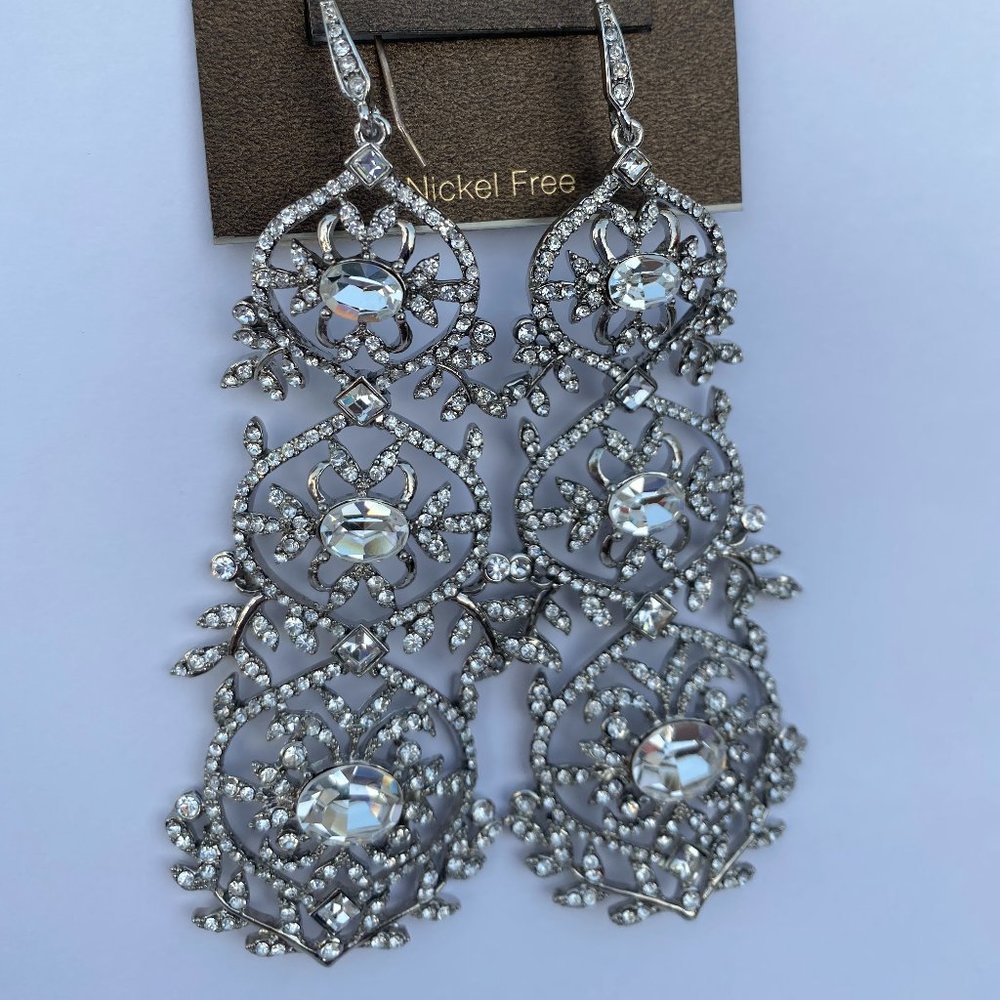 Carolee Lux  Dangling, 3 Level Encrusted Earring